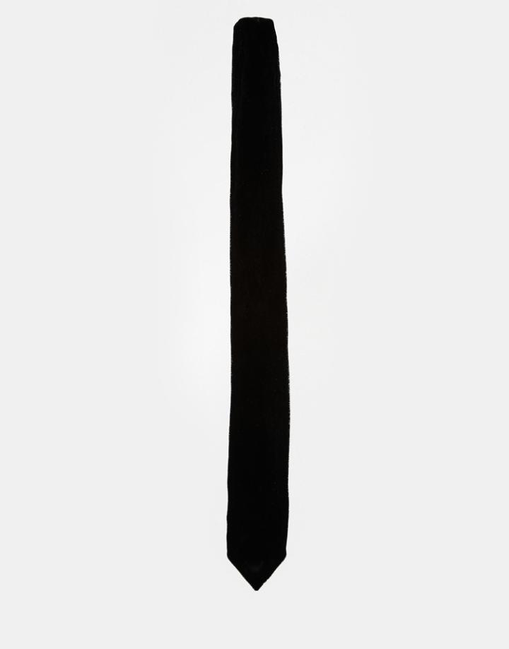 Reclaimed Vintage Velvet Skinny Tie - Black