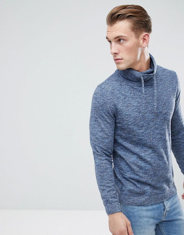 Esprit Funnel Neck Sweater In Blue Marl - Blue