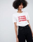 Selected Femme Slogan Printed T-shirt-white