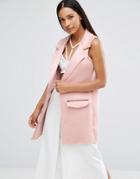 Ax Paris Sleeveless Faux Suede Jacket - Pink