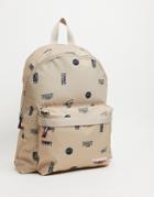 Tommy Jeans Backpack With All Over Logo In Beige-neutral