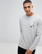 Asos Sweatshirt With Skull Print - Gray