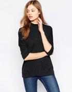 B.young High Neck 3/4 Sleeve Top - Gray