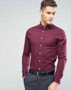 Asos Skinny Shirt In Burgundy - Red