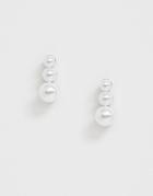 True Decadence Pearl Drop Stud Earrings-silver