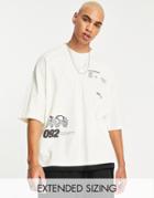 Asos Design Oversized T-shirt In White With All Over Text Prints