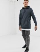 Asos Design Longline Hoodie With Mock T-shirt Hem In Washed Black - Black