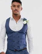 Asos Design Wedding Super Skinny Suit Vest In Stretch Cotton In Indigo Blue