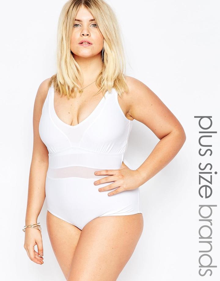 Junarose Mesh Insert Swimsuit - White