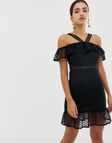 Dolly & Delicious Cross Neck Halter Dress - Black