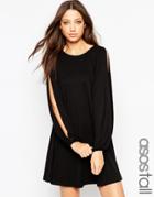 Asos Tall Swing Dress With Split Sleeve And Lace Up Back - Black $40.50