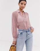 Fashion Union Seersucker Shirt With Balloon Sleeves In Gingham - Red