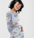 Disney The Lion King X Asos Design Mesh Top Two-piece In Zazu Print-blue