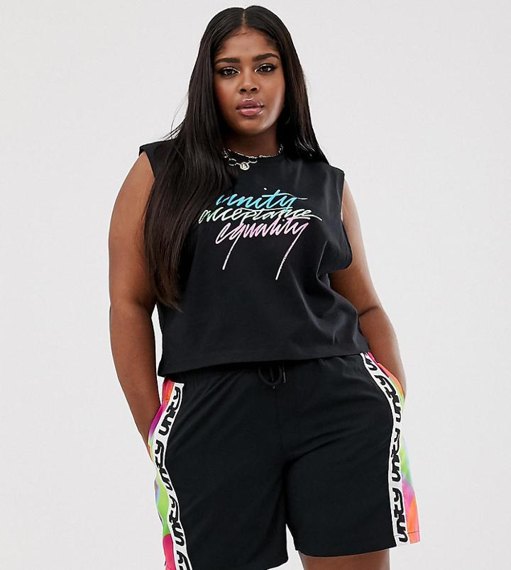 Asos Design X Glaad & Curve Sleeveless T-shirt With Tour Print-black