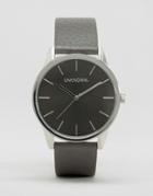 Unknown Classic Gray Leather Watch With Gray Dial 39mm - Gray