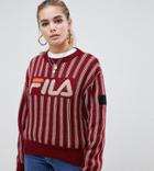 D-antidote X Fila Logo Sweater With Lurex Stripe - Red