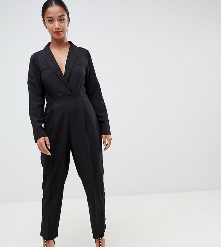 Asos Design Petite Tux Jumpsuit - Black