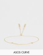 Asos Design Curve Bracelet With Toggle Chain And Metal Bar In Gold Tone - Gold