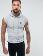 Intense Sleeveless Hoodie In Gray With Biker Detail - Gray