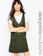 Asos Petite Pinni Dress In Check With Zip Pockets - Check
