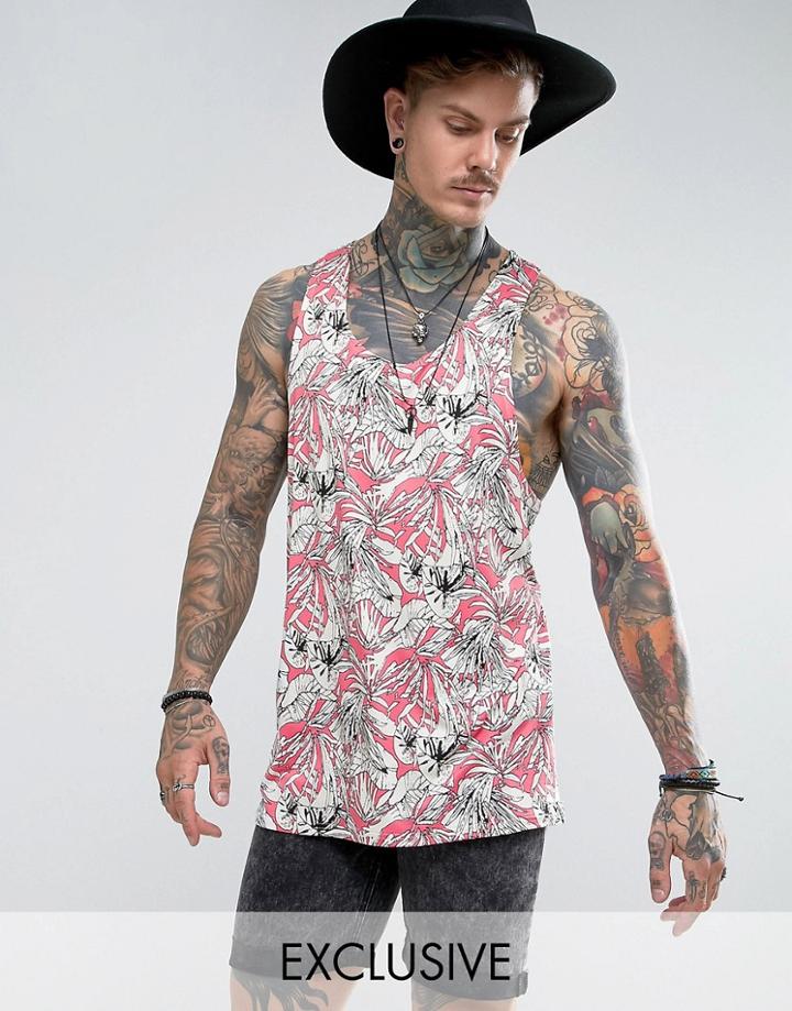 Reclaimed Vintage Inspired Tank In Floral Print - Pink