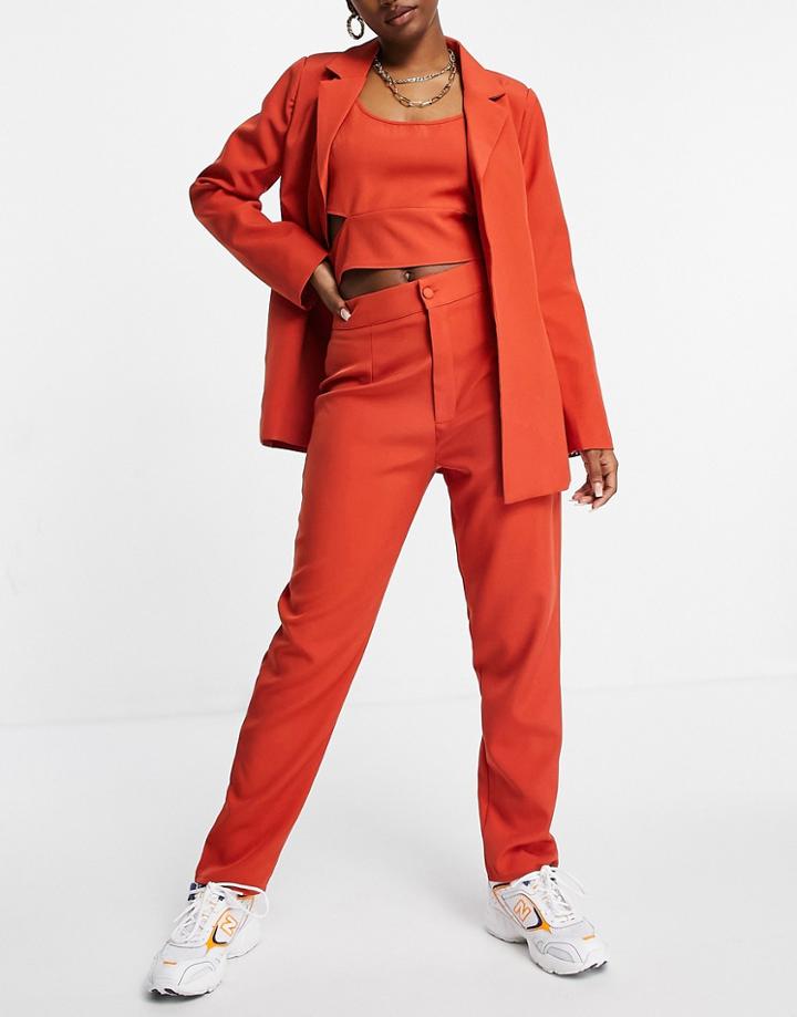Missguided Set Cigarette Pants In Rust-brown