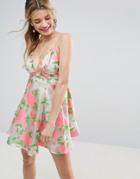 Asos Salon Floral Organza Pinny Mini Prom Dress - Pink