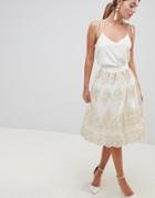 Chi Chi London Midi Skirt In Premium Lace - Cream