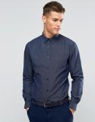 Sliver Eight Gray Dobby Slim Fit Shirt - Navy