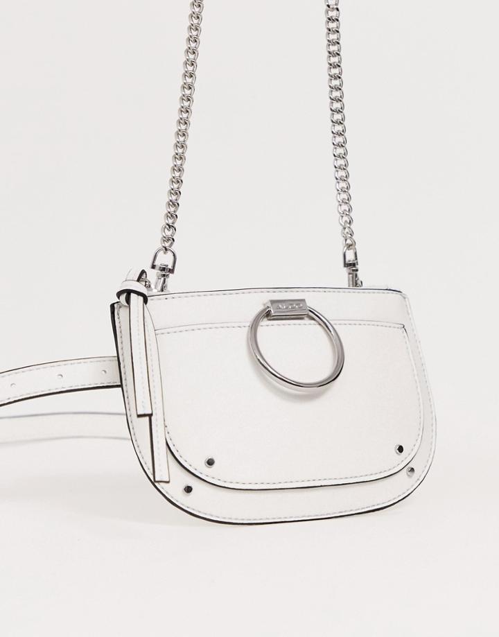 Aldo Elroka White Belt Fanny Pack With Silver Hardware
