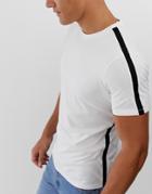 Selected Homme T-shirt With Side Stripe - White