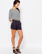 New Look Belted Chino Shorts - Blue