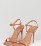 Asos Hands Down Wide Fit Barely There Heeled Sandals - Beige