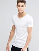 Asos Design Muscle Fit T-shirt With Scoop Neck And Stretch In White - White