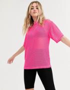 Asos Design Oversized Mesh T-shirt-pink