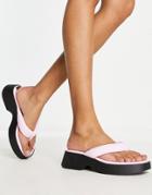 Bershka Flatform Flip Flop With Contrast Sole In Pink