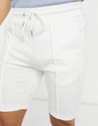 Asos Design Jersey Skinny Shorts With Pin Tucks In White