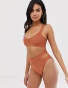 Asos Design Bandage Bikini Bottom In Soft Mink-pink