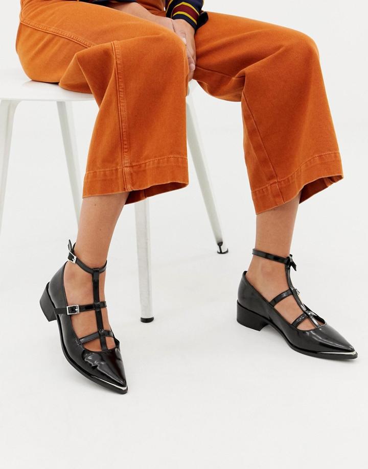 Asos Design Mapped Pointed Flat Shoes - Black