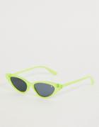 Dusk To Dawn Sophia Slim Round Sunglasses In Neon Yellow - Yellow