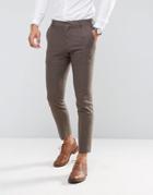 Selected Homme Slim Suit Pant In Texture - Brown