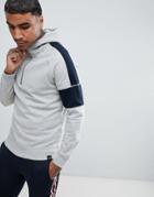 Only & Sons Half-zip Hoodie With Arm Stripe-gray