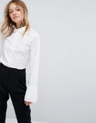 Monki Button Up Wide Sleeve Shirt - Silver