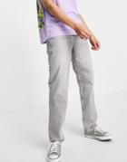 Asos Design Dad Jeans In Pale Gray Wash-grey