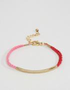 Asos Multirow Cord Bar Bracelet - Pink