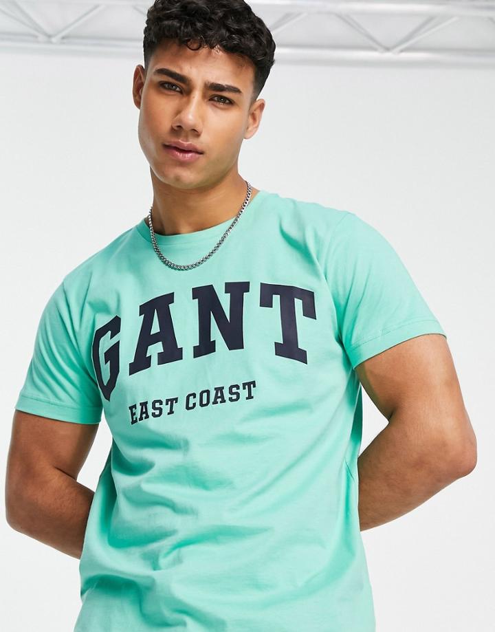 Gant Collegiate Logo T-shirt In Mint Green