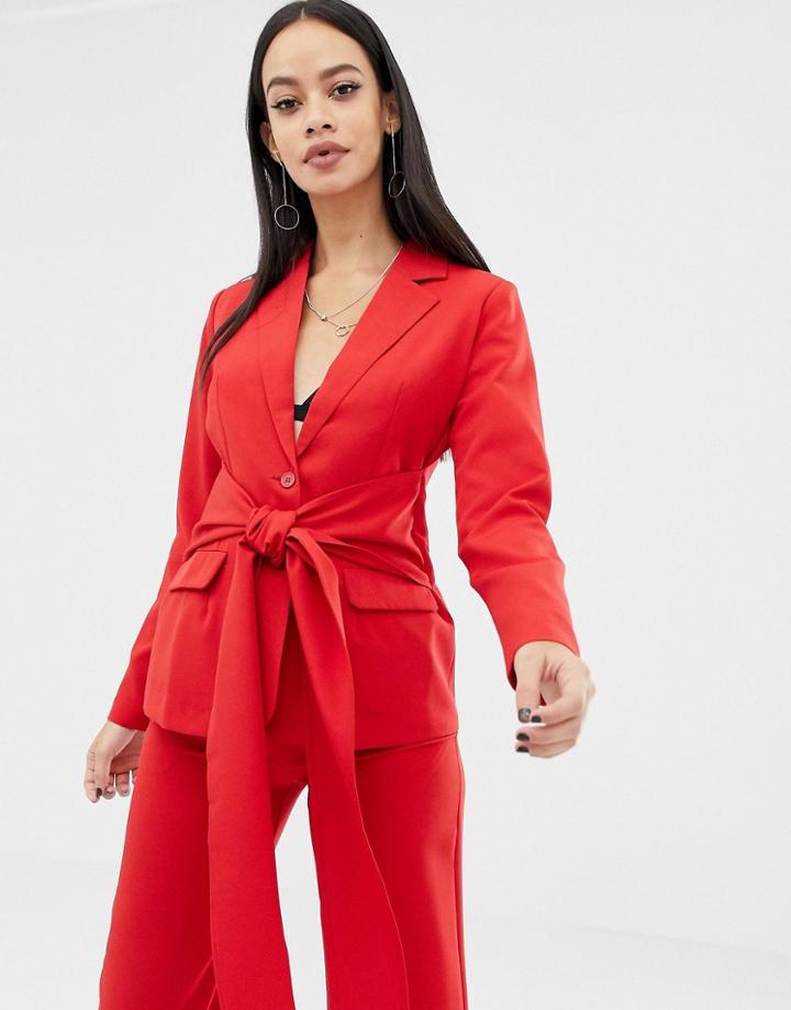 Unique21 Tie Front Blazer - Red