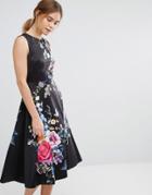 Oasis Floral Embroidered Midi Skater Dress - Multi