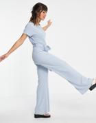 Pretty Lavish Claudia Tie Waist Jumpsuit In Baby Blue-blues
