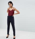 Asos Tall Premium Slim Tux Pants With Grosgrain Trim - Navy